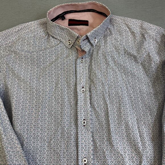 Harper Leyland Button Down Shirt Mens Large Casual London Paisley Print Preppy - Picture 2 of 8
